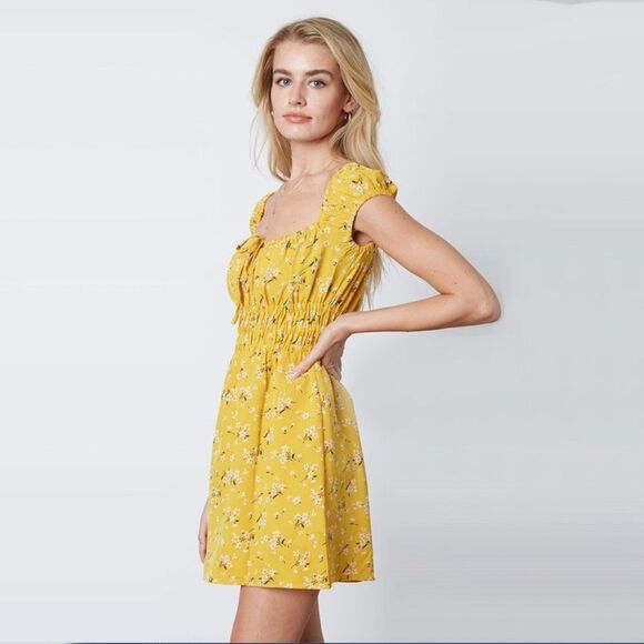 NWT Yellow Floral Mini Dress - Picture 2 of 10